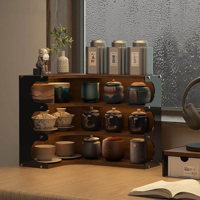 转角架拐角桌面收纳架置物架桌面杯子展示架茶具整理架水杯杯架子