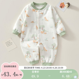 新生婴儿衣服冬季加厚棉衣，保暖服刚出生宝宝，纯棉连体夹棉哈衣爬服