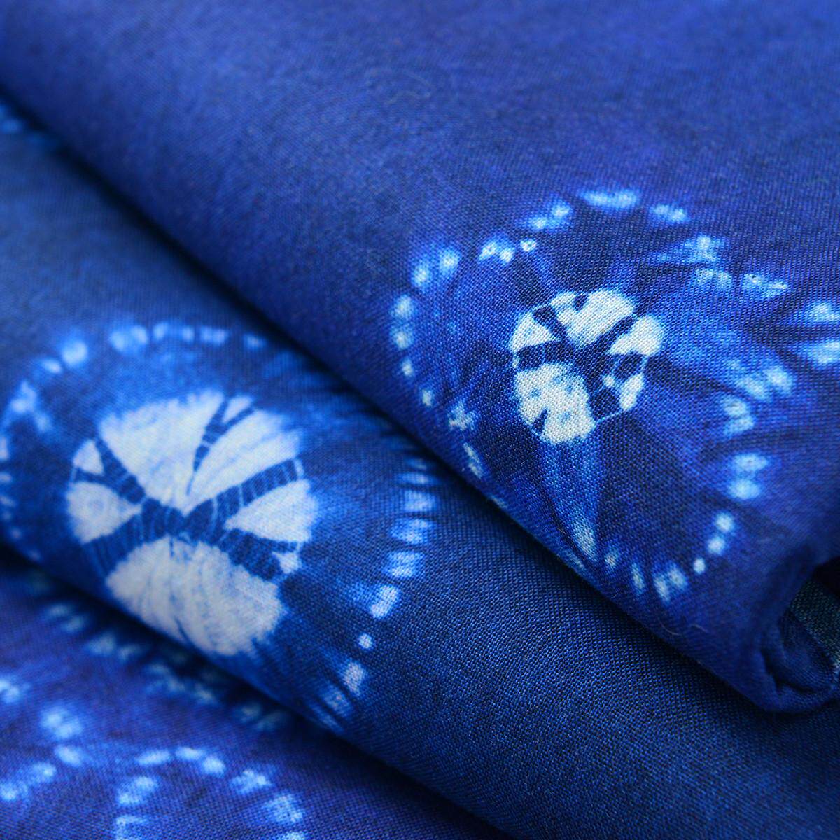 Набивные ткани 纯棉布料彷传统手工扎染布料民族风蓝染古道茶席背景布幔装饰面料