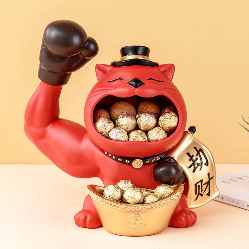 猫糖果盒装饰储物罐糖果罐果盘家居干果收纳盒玄关钥匙收纳盘