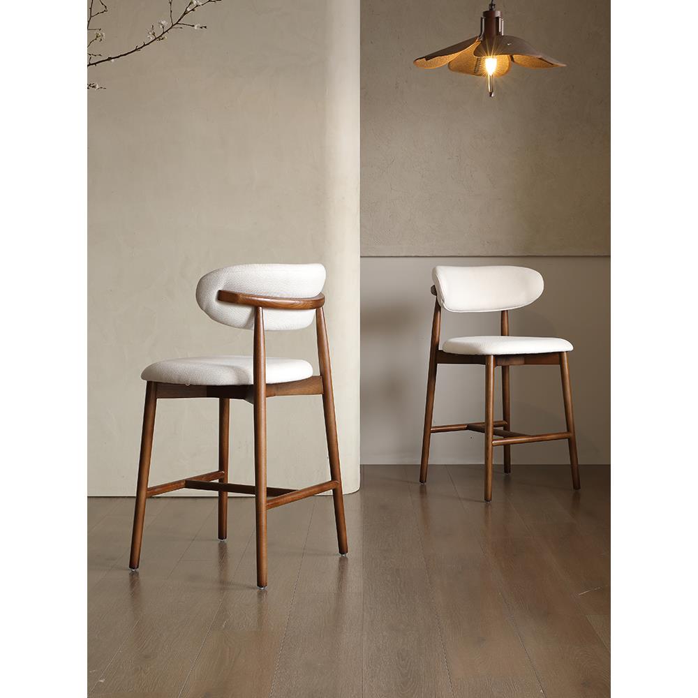 北欧实木家用高脚椅靠背吧台椅简约现代酒吧KTV咖啡厅休闲高脚凳