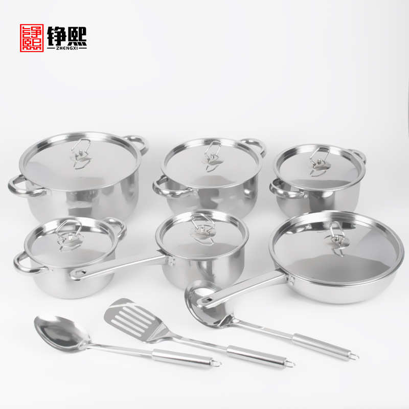 批发不锈钢厨房锅具套装礼品多件套组15件套厨具烹饪炊具pots