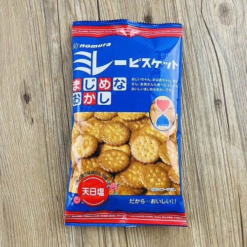 日本进口零食品野村煎豆天日海盐小麦米勒脆饼小圆米饼干120g