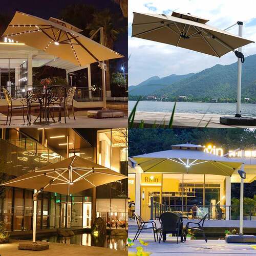 户外遮阳伞庭院伞商用大太阳伞别墅室外露天阳台花园LED灯罗马伞