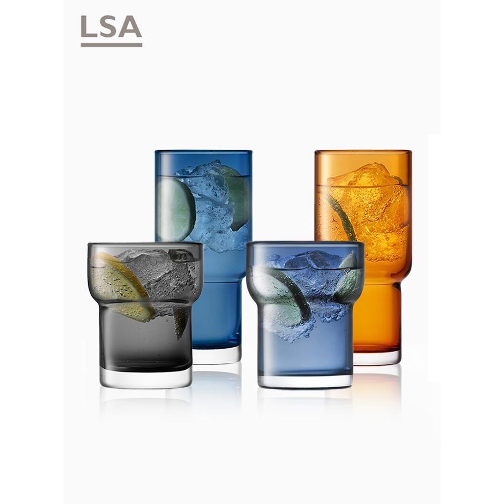 英国进口LSA莫兰迪色水杯玻璃杯果汁杯子平底 家用大容量啤酒杯