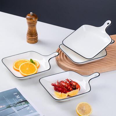 北欧陶瓷烤盘子创意带手柄烤箱烘焙焗饭烤盘子家用网红菜盘新款