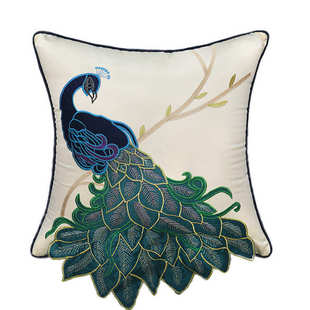 床上新腰孔雀批发沙发样板间套靠垫枕套红木抱靠枕中式 枕刺绣中式