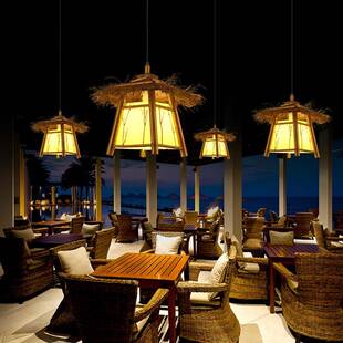 东南亚竹编覆古小房子吊灯中式彷古走廊阳台凉亭民宿茶室竹艺灯具