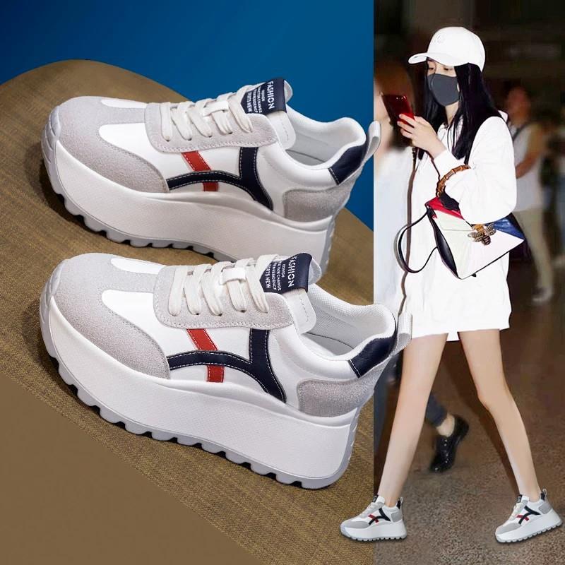 女鞋增高8cm2026秋季新款厚底松糕跟显高休闲阿甘鞋运动鞋老爹鞋