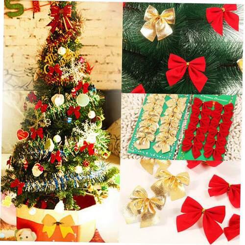 12pcs Christmas tree decorated bow gift 圣诞树装饰蝴蝶结