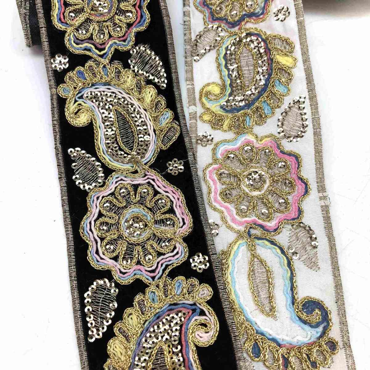 5.8CM绳绣骨线亮片刺绣花边 鞋材服装包包辅料 彩色花边 批发