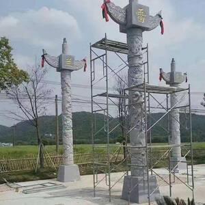 嘉祥石柱石雕盘龙柱景区标志华表龙柱广场龙盘柱文化柱华表雕塑