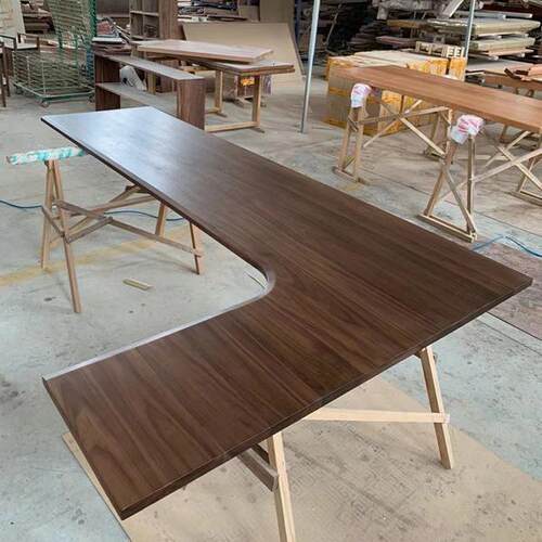 樱桃木转角桌板橡木吧台面板L型原木书桌升降桌面板实木异形飘窗