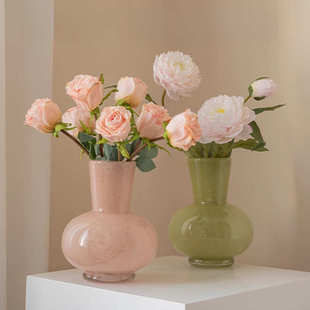 特别琉璃奢装饰养高级感插花客厅花瓶轻水的绿色摆件桌面好看流沙