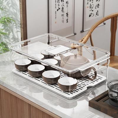 茶具收纳盒防尘置物架白酒杯水杯沥水透明放功夫茶杯用品大全配件