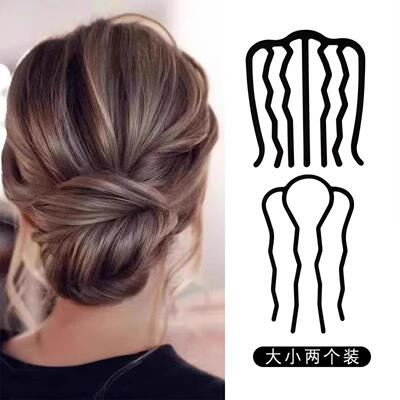 Bun-making hair styling tool, four-pronged comb, hairpin, U-