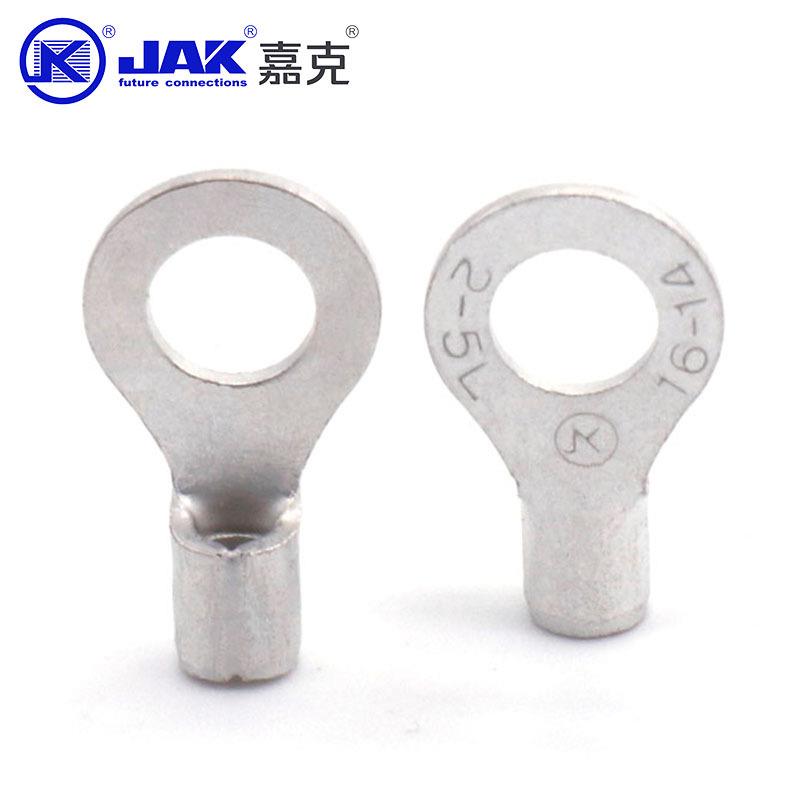 5冷RNB2-L紫铜焊缝圆子型裸端头M5螺丝孔圆形压接线OLL端铜鼻子接