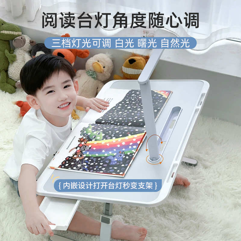 精品床上小桌子带台灯学生宿舍学习桌可折叠升降电脑桌飘窗书桌笔