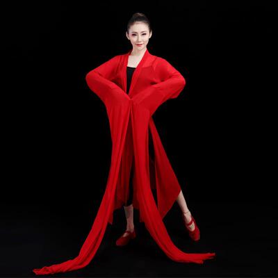 高档水袖舞蹈服女成人童儿甩袖古典舞练身功服韵纱水袖衣上衣演出