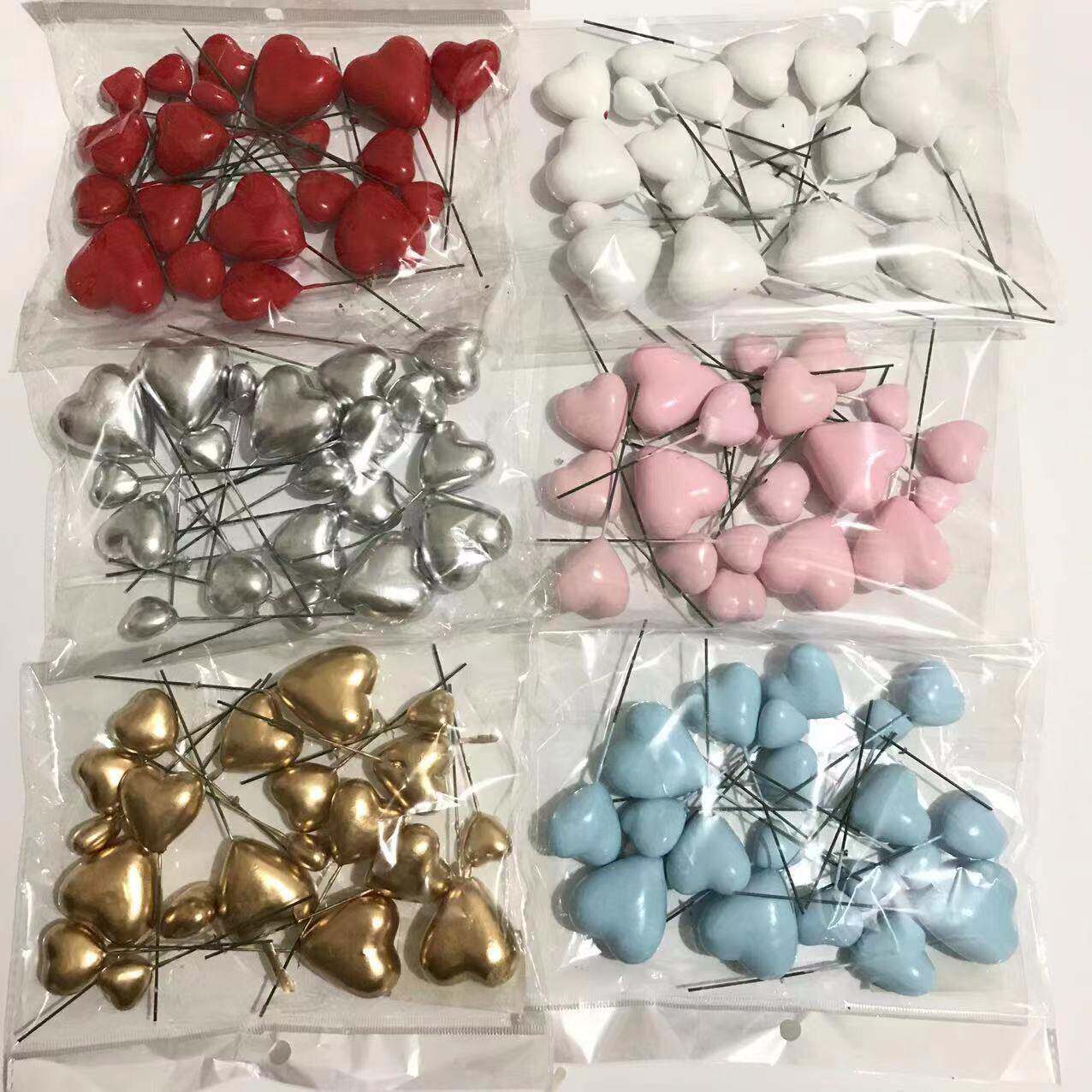 泡沫生日蛋糕装饰桃心金色银色彩色球球生日插件泡沫20个混装