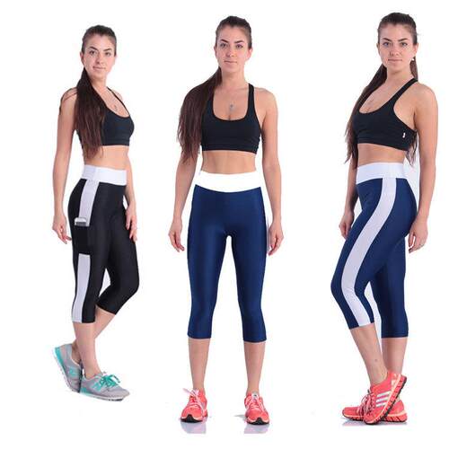 Tight high waisted seven quarter side pocket patchwork