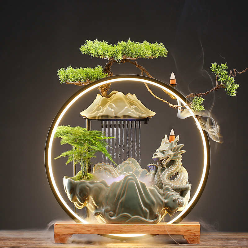 流水摆件创意龙办公室桌面客厅家居装饰循环水开业乔迁招财礼品