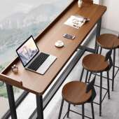 家用客厅墙简约实木长条桌板BT 1002桌窄桌商挡用高脚吧台椅靠桌