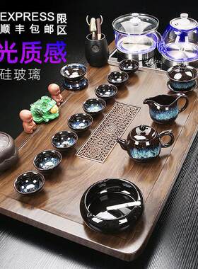 蓝光玻璃烧水壶底部上水茶具套装一体茶盘全自动家用功夫茶台办公