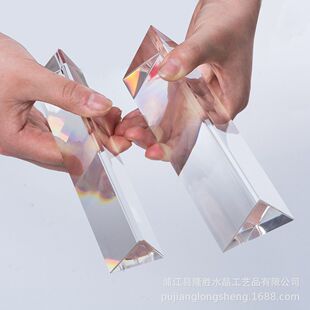 水晶三角条光学玻璃正三角工艺品 摄影道具亚马逊跨境货源三棱镜