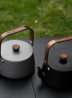 户外轻野茶壶钛灰色烧水茶具露营卡式炉煮茶壶便携野炊2024新款壶