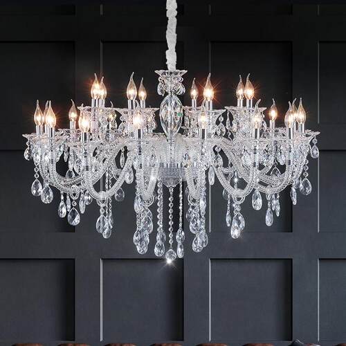 法式水晶吊灯客厅灯欧式现代简约饭厅灯新款卧室灯高档轻奢别墅灯