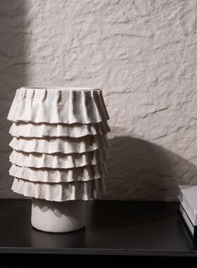 现代简约手工褶纹树脂花瓶仿真花艺民宿电视柜玄关花艺设计师摆件