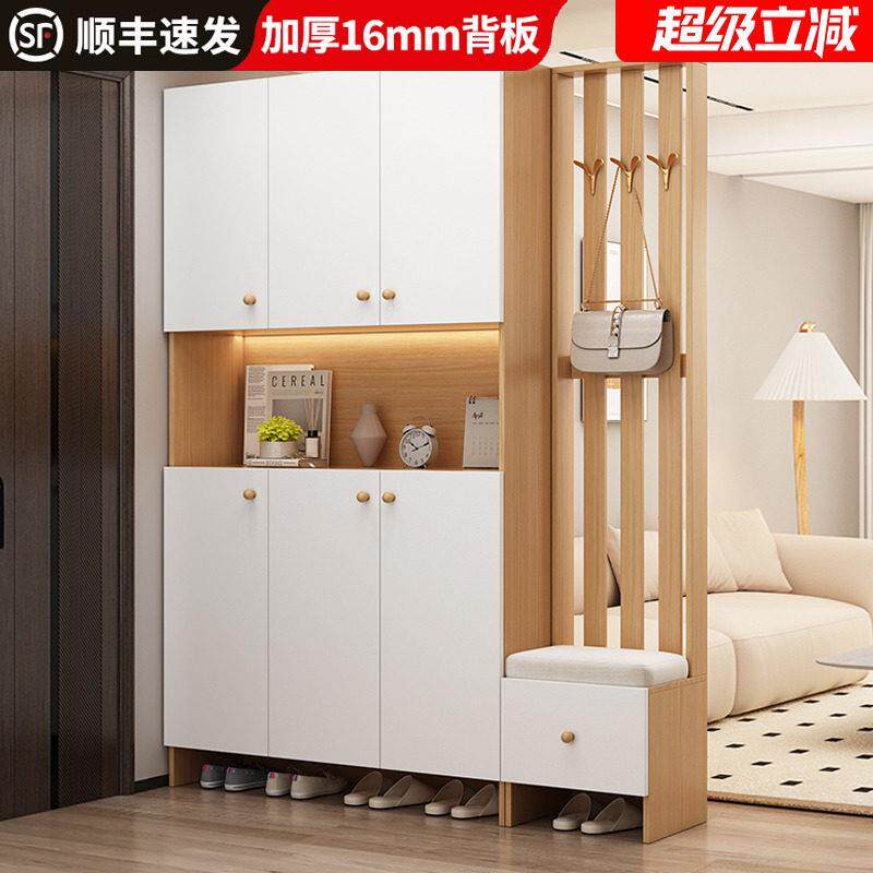 实木鞋柜玄关柜高柜靠墙一体隔断门门厅柜家用门口挂架大容量收纳