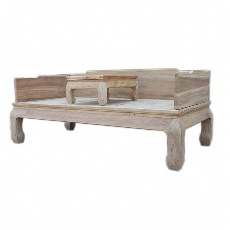 W6中式仿古老榆木古典罗汉床白茬原木简约罗汉榻白坯实木推拉沙发