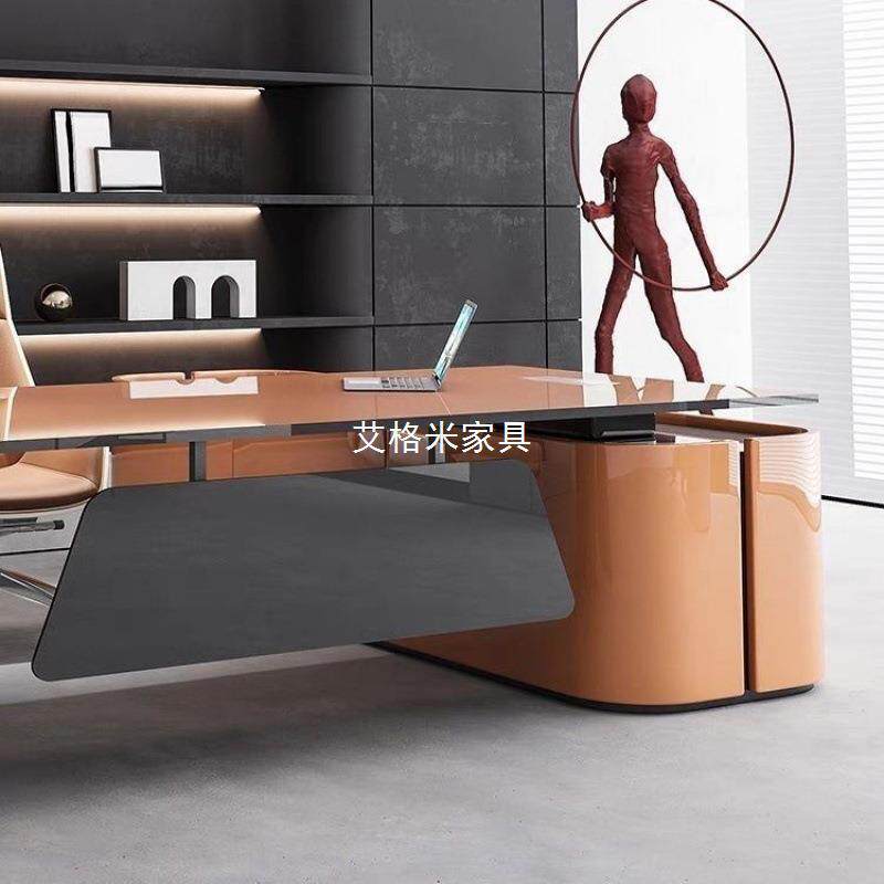 烤漆豪华办公桌简约现代白色大班台创意个性老板桌办公室家具桌椅