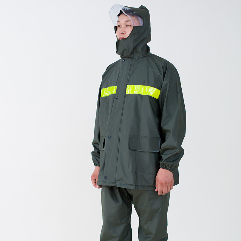骑达军绿雨衣套装宽夜光男女大帽檐人996户外卖行成骑电动车外雨