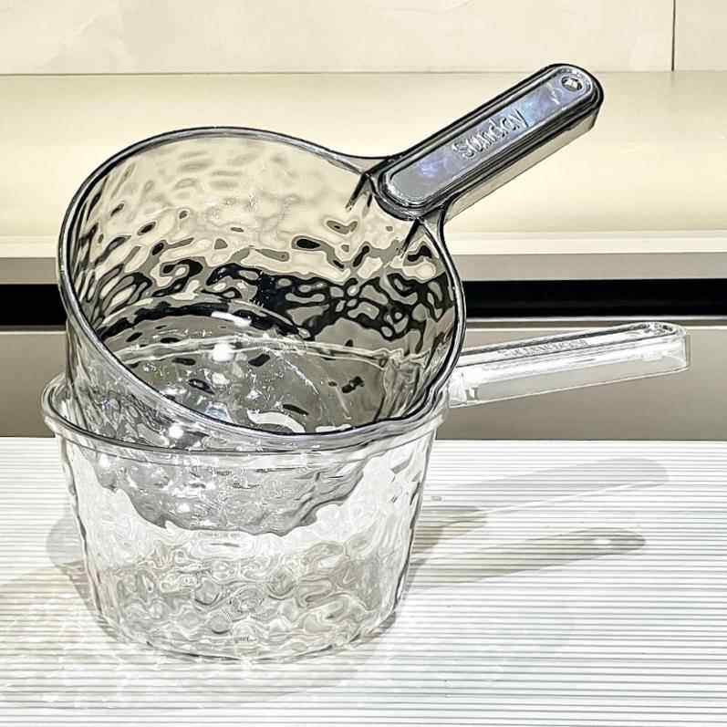 日本进口精工家用水瓢卫生间厨房透明加厚加深长柄洗头舀水瓢子