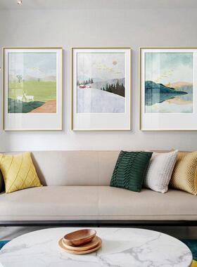 网红春秋冬北欧客厅装简饰四季风壁景节气画挂画夏约饭厅卧室背景