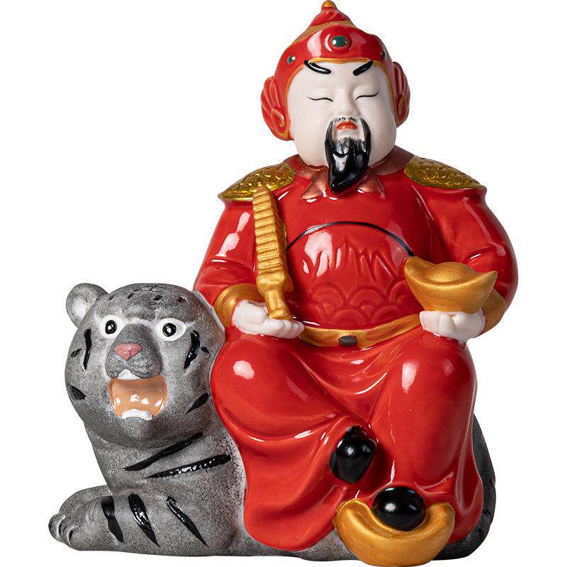 陶瓷五路财神家居摆件武赵公明关公店铺开业办公装饰礼品青花瓷
