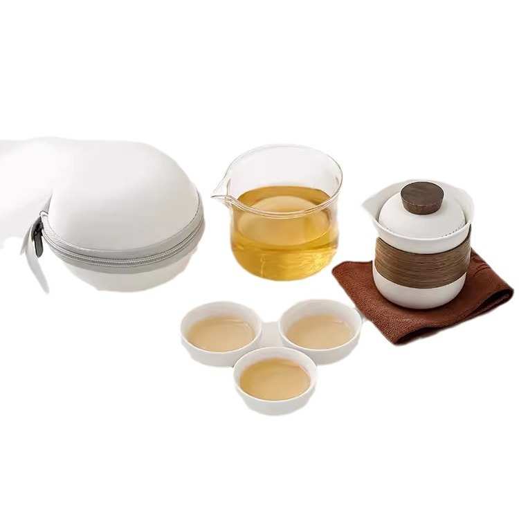 便携式旅行茶具套装一壶三杯随身包快客杯个人专用泡茶壶茶杯LOGO