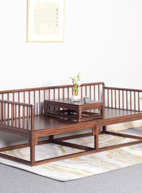 新式实木中罗汉床家用小户客厅21XC11-0实型木沙能发榻组合多功床
