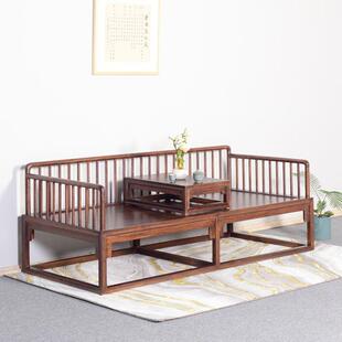 新中式 实木罗汉床家用小户型客厅实木沙发榻组合多功能床