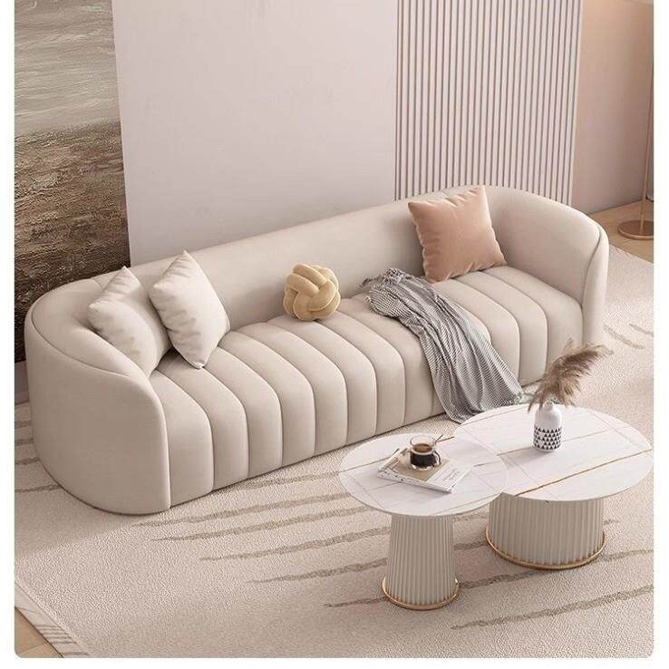 极简奶油民宿酒无品牌/店新款一字沙发区休息型接发待办公多室沙