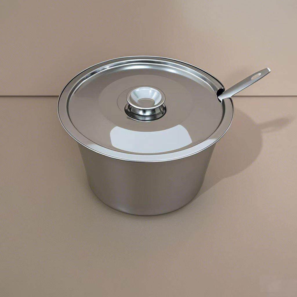 不锈钢味盅带盖子圆形猪油盆商用厨房调味罐打蛋盆酒店用品带开口