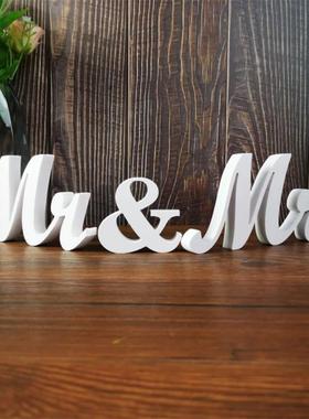 MR MRS白色实木字母摆件婚庆装扮用品婚房装饰结婚礼派对拍摄道具