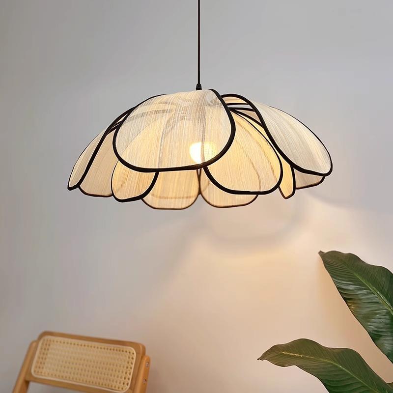 中古风花瓣吊灯 艺术奶油风餐厅灯 法式布艺卧室灯 儿童房间灯具