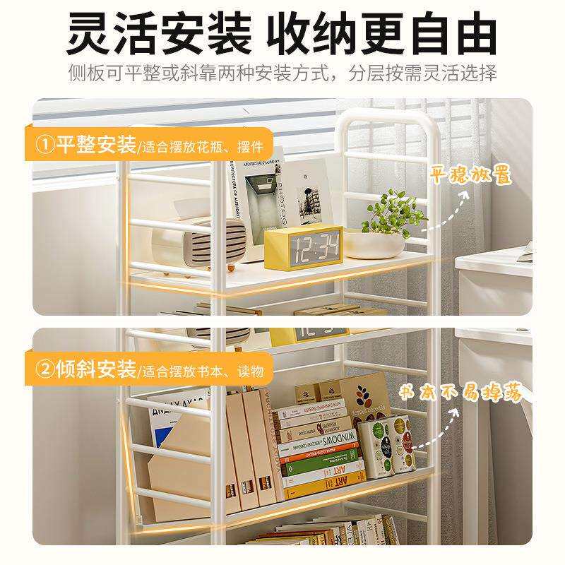 移动小推车置物架书架带轮铁艺架子收纳书桌旁落地可移动家用书柜