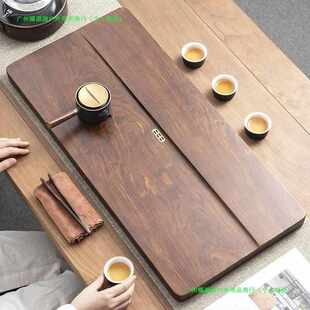 办公室茶海功夫电木款 整块实木茶盘家用排储小型干泡茶台花梨中式