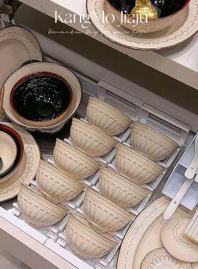 法式复古陶瓷餐具浮雕碗碟套装家用饭碗菜盘子西餐碟子碗筷组合