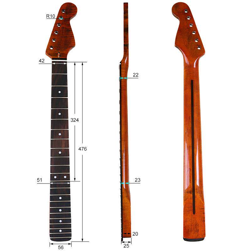 ST电吉他琴颈6弦22品擦色玫瑰木亮光枫木吉他DIY琴颈组装配件